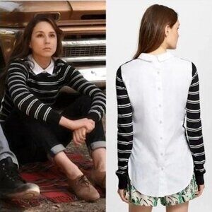 Veronica Beard Button Back Hybrid Sweater Shirt S ASO Pretty Little Liars PLL